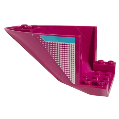 magenta aircraft fuselage aft section curved bottom 6 x 10 with medium azure stripe and white fading dots pattern model left side sticker - set 41317