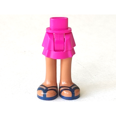 magenta mini doll hips and skirt layered medium nougat legs and dark blue sandals with double straps pattern - thick hinge