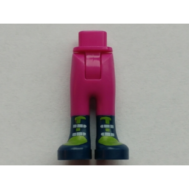 magenta mini doll hips and trousers with back pockets with dark blue boots with lime tongues and white straps pattern - thick hinge