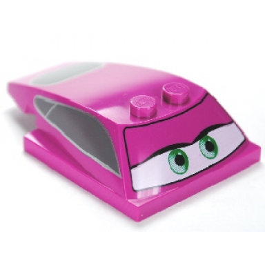 magenta wedge 6 x 4 x 1 1 3 with 4 x 4 base with green eyes and windows pattern holley