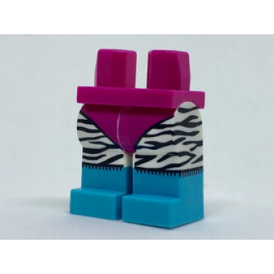 magenta hips and white legs with magenta leotard back zebra stripes and medium azure boots pattern