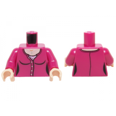 magenta torso female outline cardigan sweater undershirt with dark pink dots and silver star pendant pattern magenta arms light nougat hands