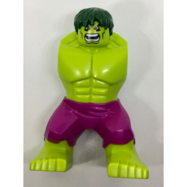 lime body giant hulk with dark green hair and magenta pants pattern