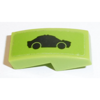 lime slope curved 2 x 1 x 2 3 with car pattern sticker - set 60132