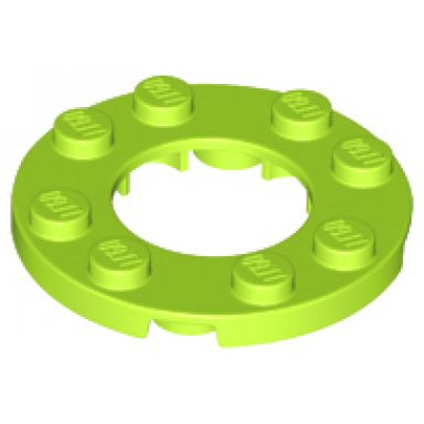 lime plate round 4 x 4 with 2 x 2 round open center