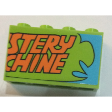 lime panel 1 x 4 x 2 with side supports - hollow studs with orange stery and chine pattern sticker - set 75902
