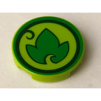 tile round 2 x 2 with bottom stud holder with elves earth power icon pattern