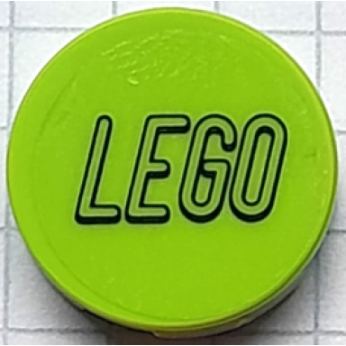 lime tile round 2 x 2 with bottom stud holder with black lego logo outline rounded ends on transparent background pattern sticker - set 80111