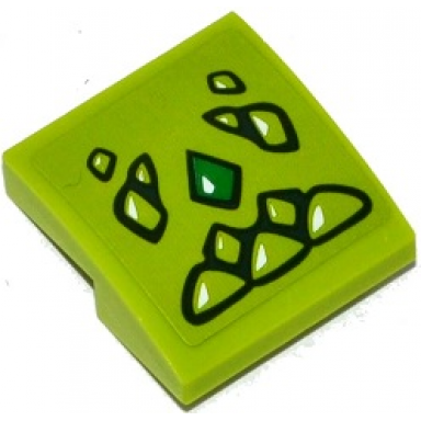 lime slope curved 2 x 2 x 2 3 with lime and green geometric dragon scales pattern sticker - set 41176