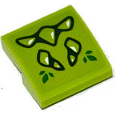 lime slope curved 2 x 2 x 2 3 with lime geometric dragon scales pattern sticker - set 41176
