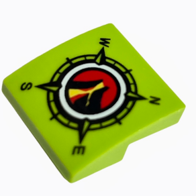 lime slope curved 2 x 2 x 2 3 with volcano explorers logo compass pattern