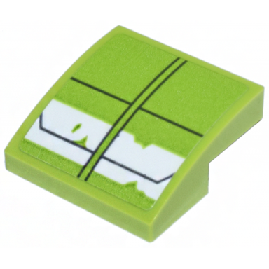 lime slope curved 2 x 2 x 2 3 with white thick stripe and black lines on lime background pattern sticker - set 75314