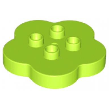 lime duplo brick round 4 x 4 flat top scalloped with 2 x 2 studs