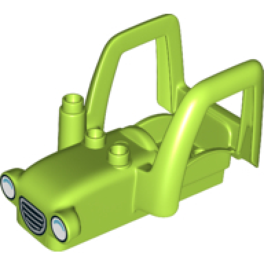 lime duplo car body tractor with 2 studs exhaust pipe radiator and headlights pattern