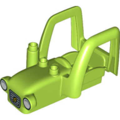 lime duplo car body tractor with 2 studs exhaust pipe radiator with wheat spike and headlights pattern