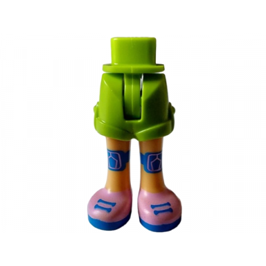 lime mini doll hips and shorts with molded medium tan legs and printed knee pads and bright pink shoes with blue laces and soles pattern - thin hinge