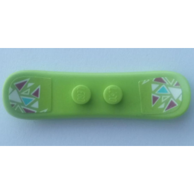 lime minifigure utensil snowboard small with magenta medium azure and white triangles pattern stickers - set 41324