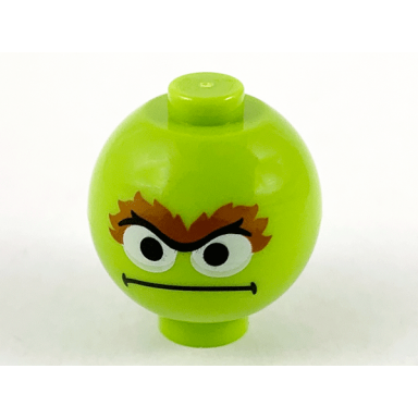 brick round 2 x 2 sphere with stud robot body with oscar the grouch face pattern