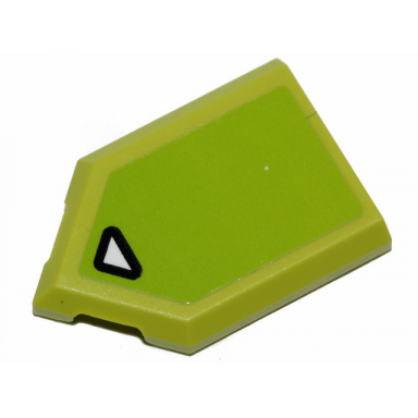 lime tile modified 2 x 3 pentagonal with black contoured white triangle on lime background pattern sticker - set 70826