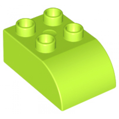 lime duplo brick 2 x 3 slope curved