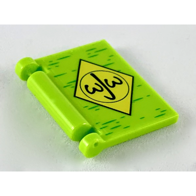lime minifigure utensil book cover with black circle and wjw in yellow diamond pattern
