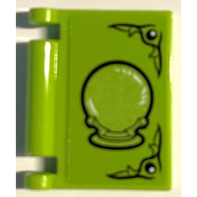 lime minifigure utensil book cover with black crystal ball pattern sticker - set 75969
