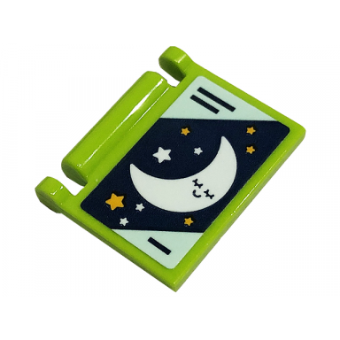 lime minifigure utensil book cover with stars and moon pattern sticker - set 41449