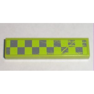 lime tile 1 x 4 with worn lime checkered pattern model left side sticker - set 8211