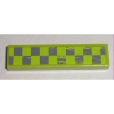 lime tile 1 x 4 with worn lime checkered pattern model right side sticker - set 8211