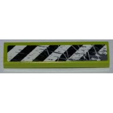 lime tile 1 x 4 with black and white danger stripes scratches and splatters pattern model left side sticker - set 8963