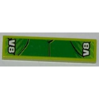 lime tile 1 x 4 with scales and v8 on both ends pattern sticker - set 8231