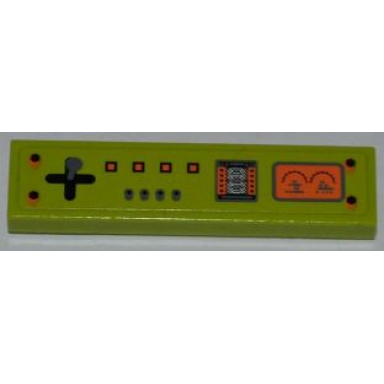 lime tile 1 x 4 with joystick and control panel pattern sticker - set 8958