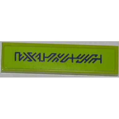 lime tile 1 x 4 with purple alien characters on lime background pattern sticker - set 7052