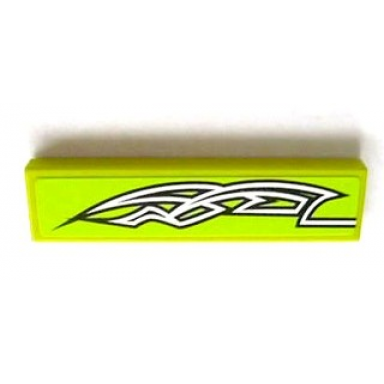 lime tile 1 x 4 with white tribal art sign right pattern sticker - set 8154