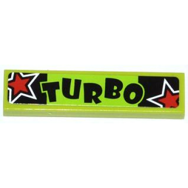 lime tile 1 x 4 with turbo and 2 red stars pattern sticker - set 60055
