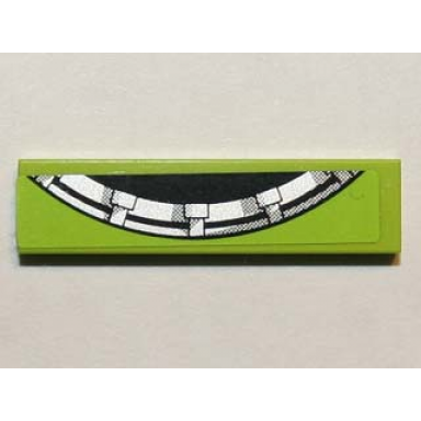 lime tile 1 x 4 with black and silver semi circle pattern sticker - set 8864