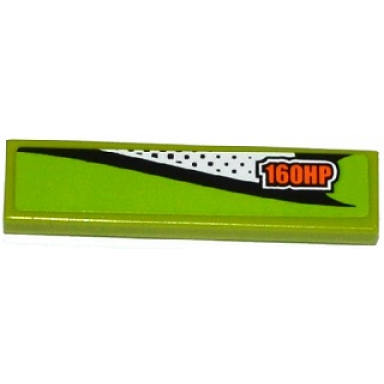 lime tile 1 x 4 with black dots and 160hp pattern model left side sticker - set 60058