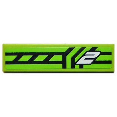lime tile 1 x 4 with white number 2 and black lines on lime background pattern sticker - set 8133
