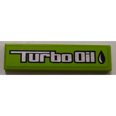 lime tile 1 x 4 with silver turbo oil pattern sticker - set 8496
