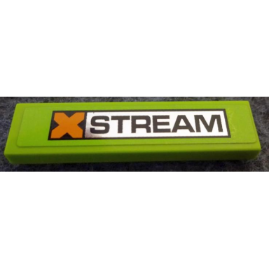 lime tile 1 x 4 with xstream pattern sticker - set 8496