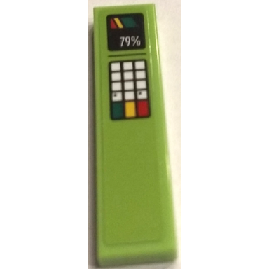 lime tile 1 x 4 with white keypad and red yellow and green 79% battery power indicator pattern sticker - set 60132