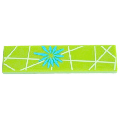 lime tile 1 x 4 with dark turquoise flower and bright light yellow lines pattern brickheadz joy dress top