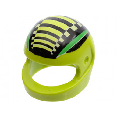 lime minifigure headgear helmet motorcycle standard with green stripes black and neon green bars pattern