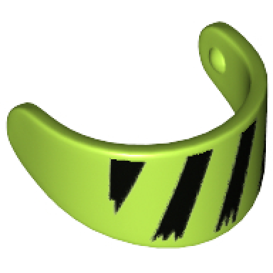 lime minifigure visor standard with black diagonal stripes pattern