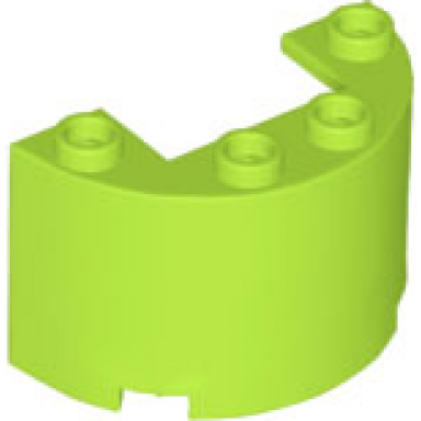 lime cylinder half 2 x 4 x 2 with 1 x 2 cutout