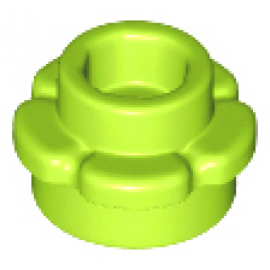 lime plate round 1 x 1 with flower edge 5 petals