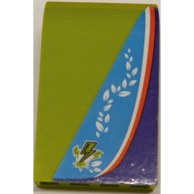 lime panel 3 x 4 x 6 curved top with lime lightning bolts leaves orange and white stripes on dark azure and dark purple background pattern model left side sticker – set 41371