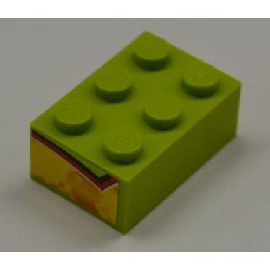 lime brick 2 x 3 with red and yellow flame pattern on both ends stickers - set 8199