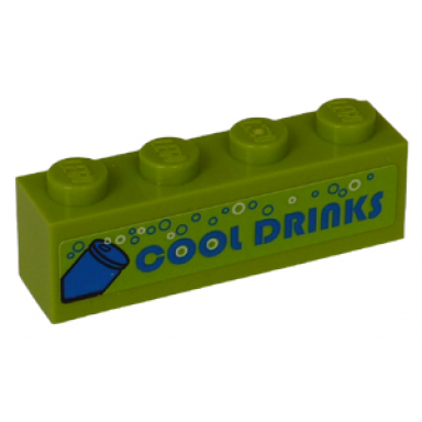 lime brick 1 x 4 with bubbles blue soda pop can and blue cool drinks pattern sticker - set 8191
