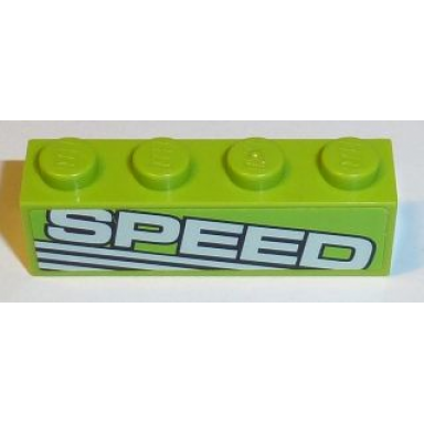 lime brick 1 x 4 with speed and white lines pattern model right side sticker - set 8152